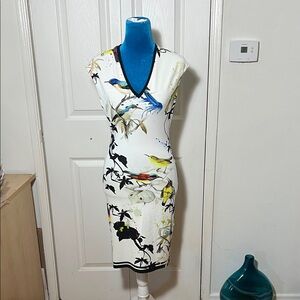 Roberto Cavalli Sheath Midi Dress Birds Women’s 38